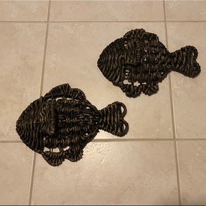 Set of two wicker fish